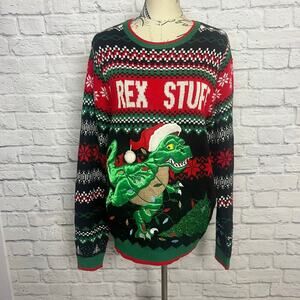 Holiday Time Dinosaur Ugly Christmas Sweater Women Size Medium